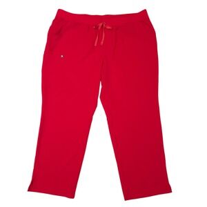 Figs Pop Red Kade Cargo Scrub Pants- Plus Size Tall 5XLT
